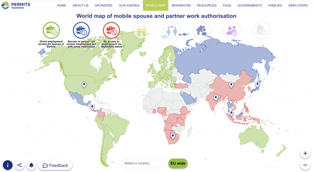 world map -permits foundation- spouse's work visa