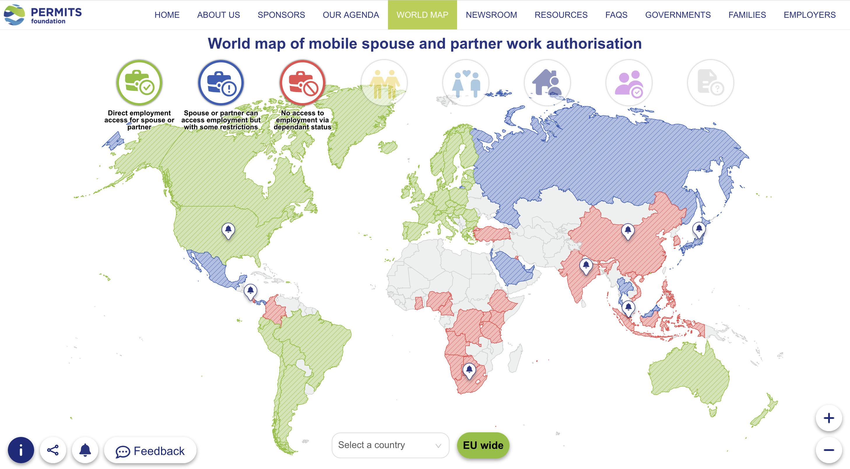 world map -permits foundation- spouse's work visa