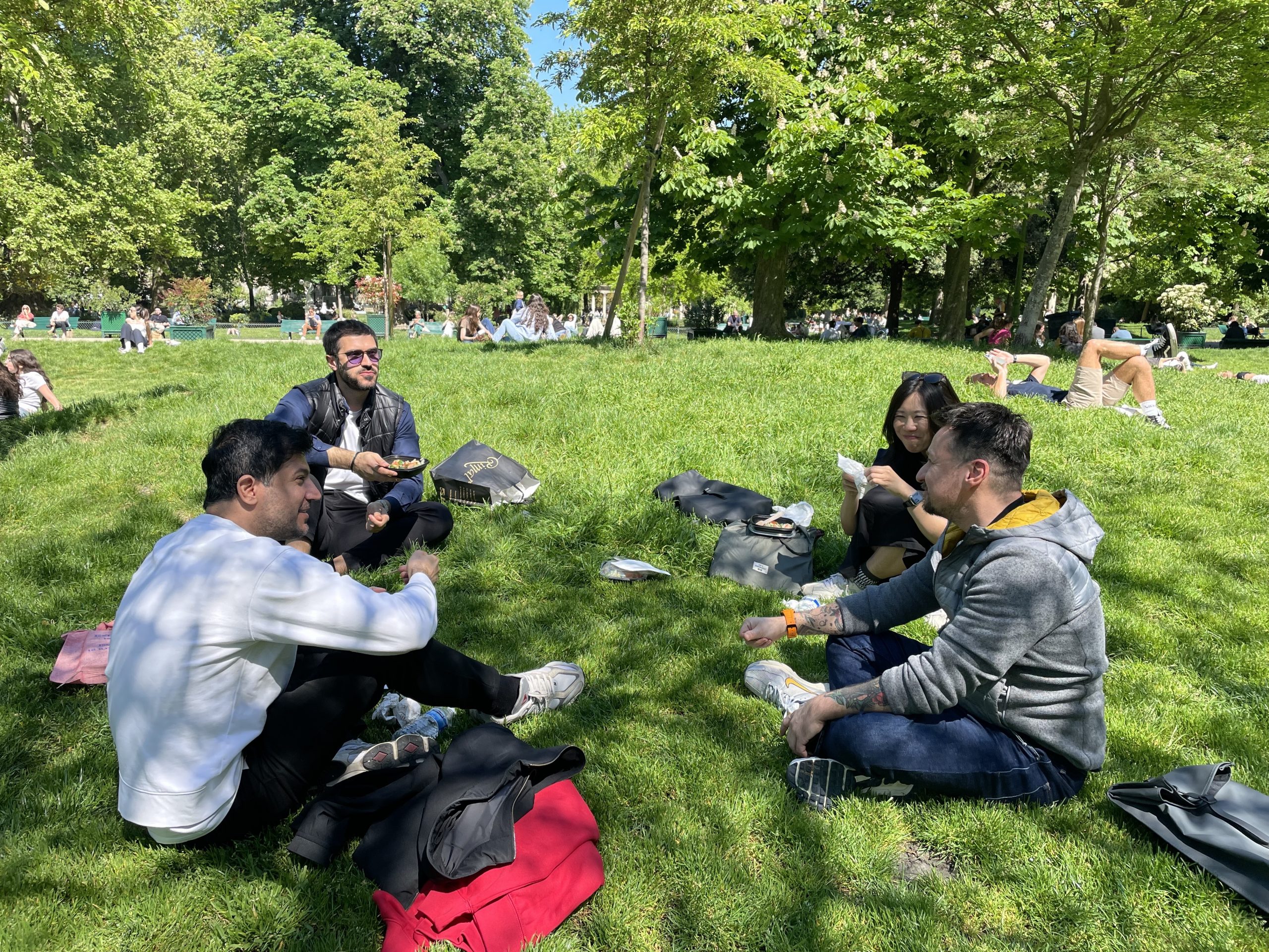 Absolus having an integration picnic in Paris